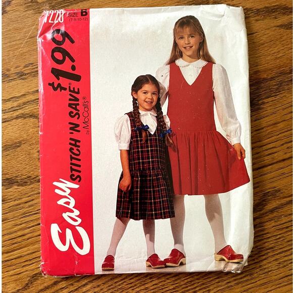 UNCUT Vintage 1990s McCalls 7220 Sewing Pattern Size 7, XXS, XS EASY Midi Dress - Picture 1 of 2